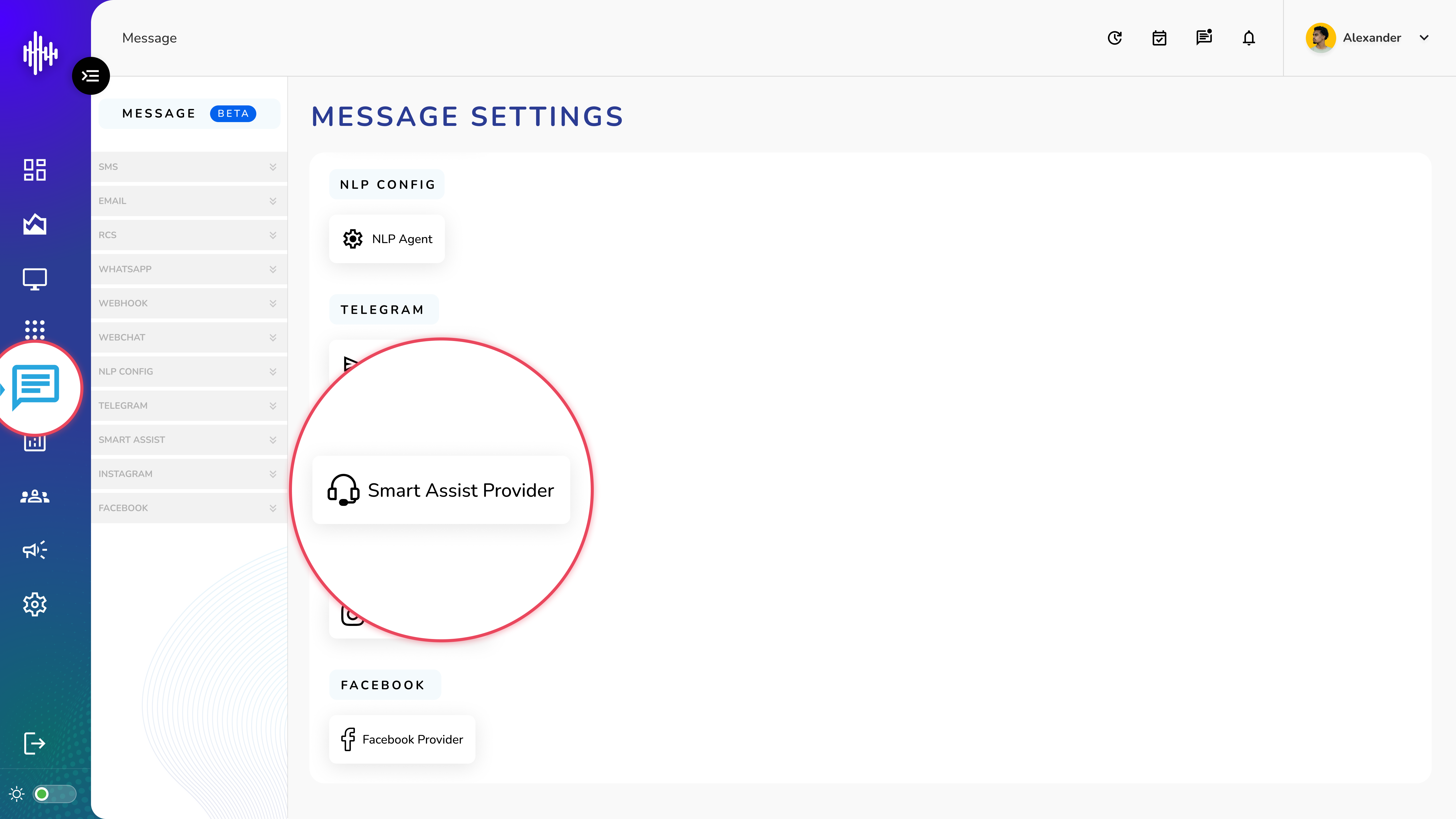 Message-Smart Assist Provider